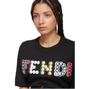 Fendi Blue Tee with Multicolor Logo